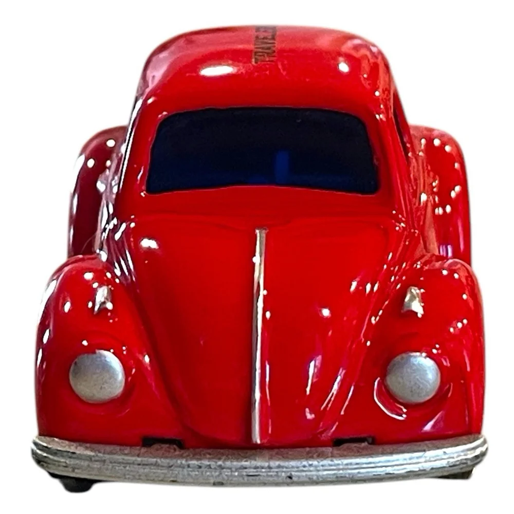 Welly VW Beetle Travelers Insurance Model 92716 Red Diecast Pull Back Mini READ